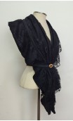 Conjunto Lenço de renda preto com forro e Cinto