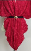 Red Lace Scarf with lining & Belt