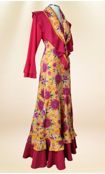 Falda Flamenca Amarillo Floral c/Pañuelo