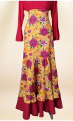 Saia Flamenca Amarela Floral c/Xale