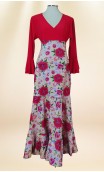 Saia Flamenca Bege Floral