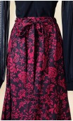 Floral Red & Black Wrap Over Flamenco Skirt