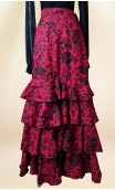 Floral Black & Red Wrap Over Flamenco Skirt