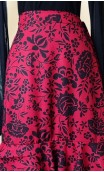 Falda Flamenca Cruzada Negro Floral y Rojo
