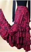 Floral Black & Red Wrap Over Flamenco Skirt