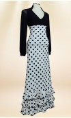 White Polka-dot Flamenco Skirt w/Ruffles