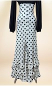 White Polka-dot Flamenco Skirt w/Ruffles