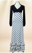 White Polka-dot Flamenco Skirt w/Ruffles