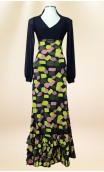 Black Printed Flamenco Skirt w/Ruffles