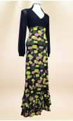 Black Printed Flamenco Skirt w/Ruffles