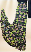 Black Printed Flamenco Skirt w/Ruffles