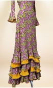 Conjunto Flamenco Saia e Blusa Mostarda Floral