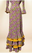 Conjunto Flamenco Saia e Blusa Mostarda Floral