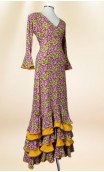 Conjunto Flamenco Saia e Blusa Mostarda Floral