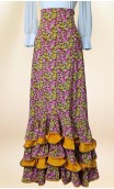 Conjunto Flamenco Saia e Blusa Mostarda Floral