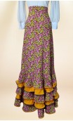 Conjunto Flamenco Saia e Blusa Mostarda Floral