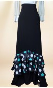 Falda Flamenca Collin Negra c/Volantes de Lunares