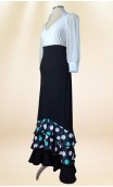 Falda Flamenca Collin Negra c/Volantes de Lunares