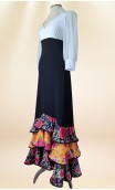 Saia Flamenca Preta com Babados Floral