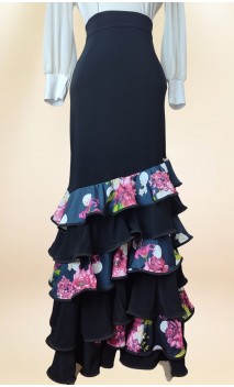 Saia Flamenca 6 Babados Estampado Floral