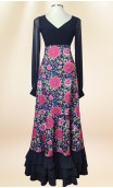 Black Floral Flamenco Skirt