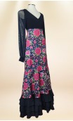Saia Flamenca Preta Floral