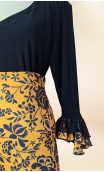 Conjunto Preto Floral Saia e Blusa