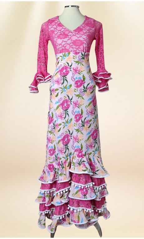 Conjunto Rosa Floral Saia e Blusa c/Renda