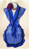 Blue Lace Scarf and Apron, Crochet Earrings Set & Flower