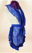 Blue Lace Scarf and Apron, Crochet Earrings Set & Flower
