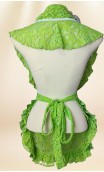 Conjunto Pañuelo y Delantal de Encaje Verde Claro, Pendientes y Flor
