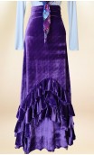 Purple Velvet Flamenco Skirt w/Ruffles and Scarf