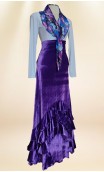 Purple Velvet Flamenco Skirt w/Ruffles and Scarf