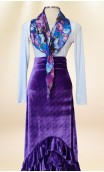 Purple Velvet Flamenco Skirt w/Ruffles and Scarf