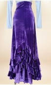 Purple Velvet Flamenco Skirt w/Ruffles and Scarf