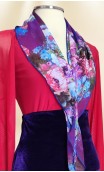 Conjunto de Saia Flamenca de Veludo Roxo c/Babados e Lenço Estampado