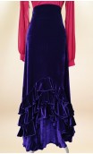 Purple Velvet Flamenco Skirt w/Ruffles and Scarf