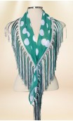 Green w/White Polka-dots Flamenco Shawl w/Fringe