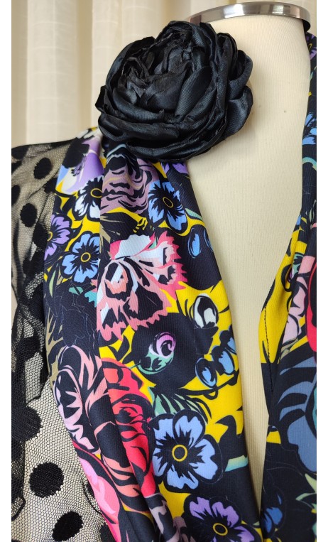 Conjunto Xale Floral e Flor para Cabelo