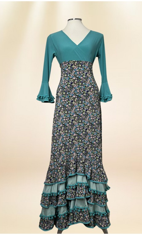 Conjunto de Saia Verde Floral e Blusa