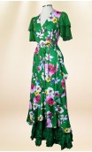 Sobrevestido Transpassado Verde Floral