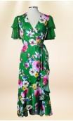 Green Floral Print Overdress