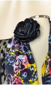 Conjunto Xale Floral e Flor para Cabelo