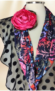 Conjunto Pañuelo Floral y Flor para el Pelo
