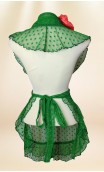 Conjunto Pañuelo y Delantal de Encaje Verde, Pendientes y Flor