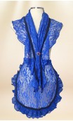 Conjunto Lenço e Avental de Renda Azul e Broche