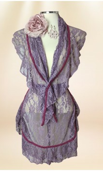 Lace Scarf and Apron, Crochet Earrings & Flower Set