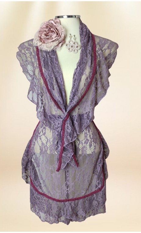 Lace Scarf and Apron, Crochet Earrings Set & Flower