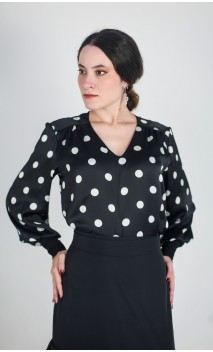 Camisa-Colant de Cetim com Bolinhas