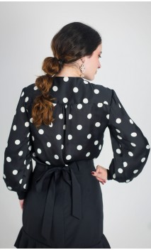 Camisa-Colant de Cetim com Bolinhas